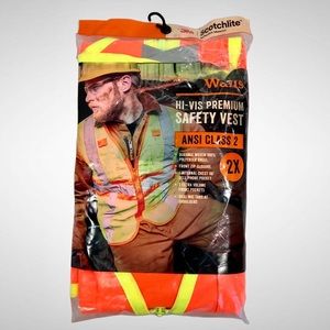 Walls Men's Hi-Vis Premium Safety Vest Ansi Class 2 Orange Size 2XL (50-52) NEW